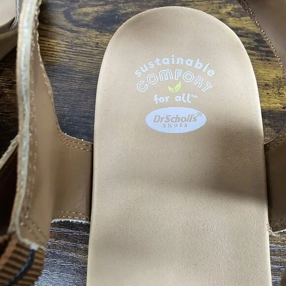 Dr Scholls Glimmer Sandals Womens 11M Slingback Strappy Wedge Canvas Brown - Picture 7 of 10